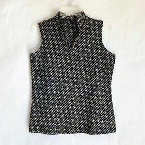 Tail Activewear Black & Aqua Sleeveless Golf Top Sz S Quick Dry, Mock Collar